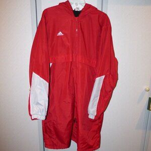 Red / White Adidas hooded swim parka sz L
